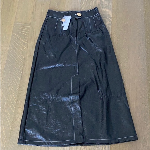 NWT Topshop A-line vinyl midi skirt, size US 2 - Picture 2 of 3